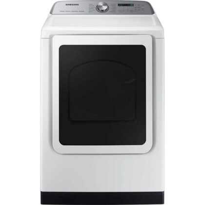 27 Inch Smart Electric Dryer with 7.4 cu ft Capacity, 21 Drying Cycles, 10 Options, Steam Sanitize, Sensor Dry, and Interior Drum Light: White