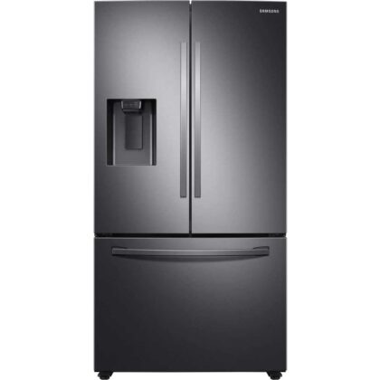 36 Inch French Door Refrigerator with 27 Cu. Ft. Capacity, Filtered Water/Ice Dispenser, All Around Cooling, Adjustable SpillProof Shelves, Door Alarm, Star-K Certified, Energy Star Certified, and ADA Compliant: Fingerprint Resistant Black Stainless Steel